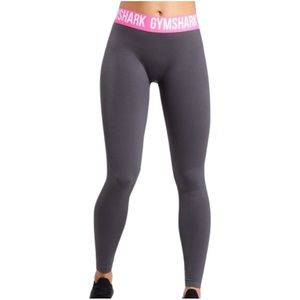 Gymshark Gray Leggings with Pink Waistband